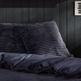 Parure de lit - TODAY - Cotelé - 2 personnes - 220 x 240 cm - Gris anthracite uni