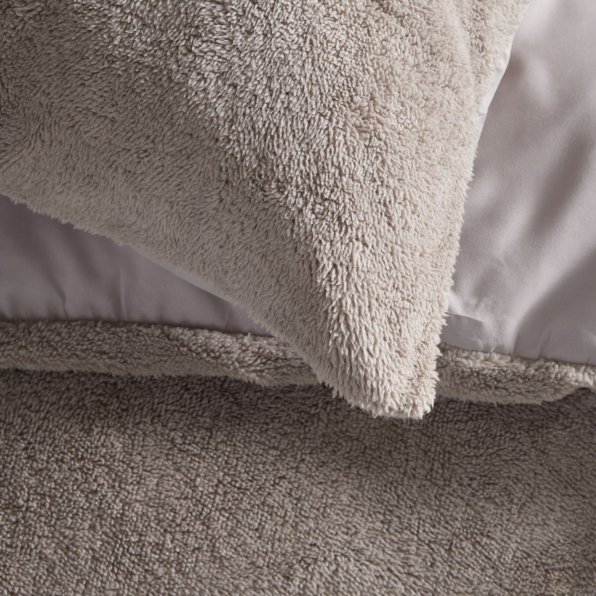 Parure de lit - TODAY - Teddy - 2 personnes - 220 x 240 cm - Beige uni
