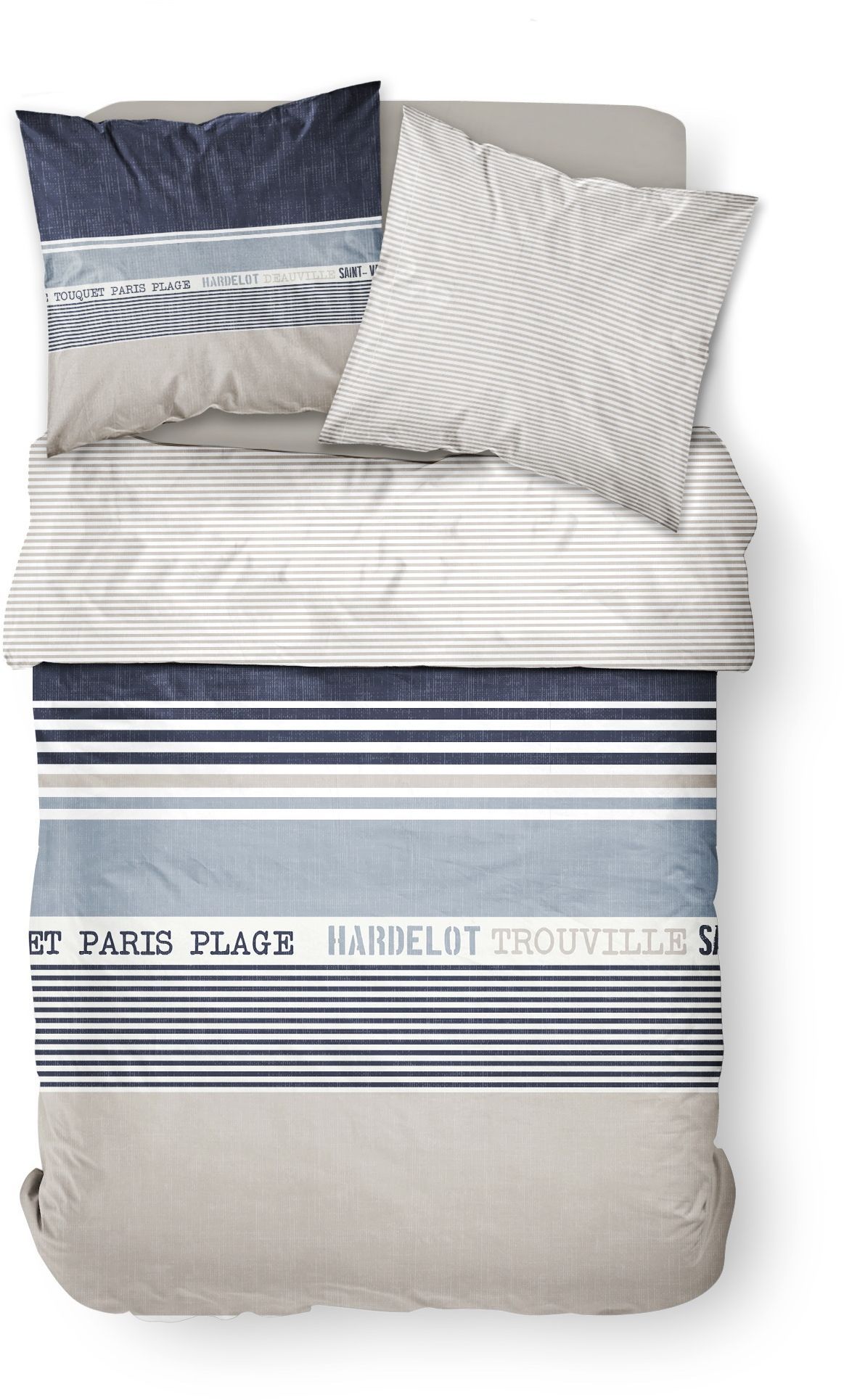 Parure de lit 2 personnes - TODAY - 220 x 240 cm - 100 % Coton imprimé rayé