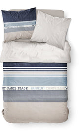 Parure de lit 2 personnes - TODAY - 220 x 240 cm - 100 % Coton imprimé rayé