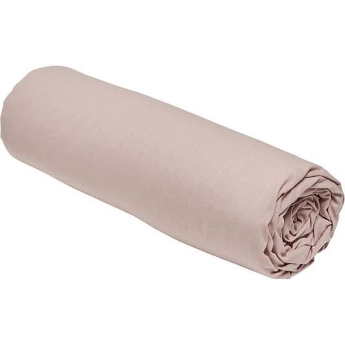 Drap housse TODAY Essential - 140 x 190 cm - 2 personnes - 100% Coton uni - Rose des sables