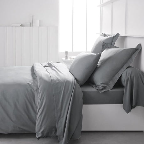 Drap housse TODAY Essential - 160 x 200+23 cm - 2 personnes - 100% Coton uni - Acier