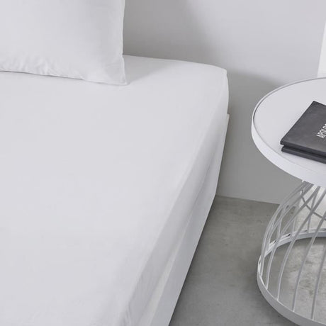 Drap housse TODAY Essential - 160 x 200+23 cm - 2 personnes - 100% Coton uni - Craie