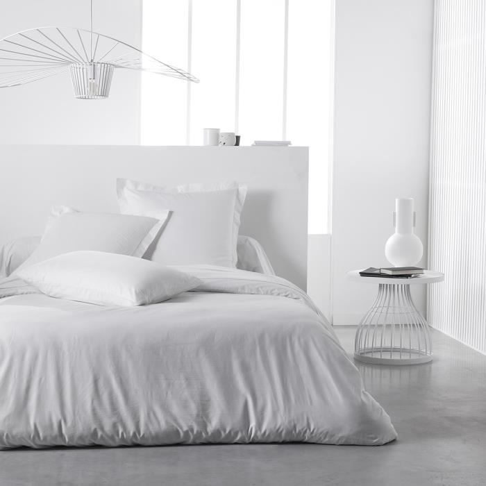 Drap housse TODAY Essential - 160 x 200+23 cm - 2 personnes - 100% Coton uni - Craie
