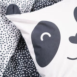 Parure de lit TODAY - housse de couette 140x200 + 1 taie d'oreiller 63x63 - 1 personne - FUNNY2.8 - Blanc et noir