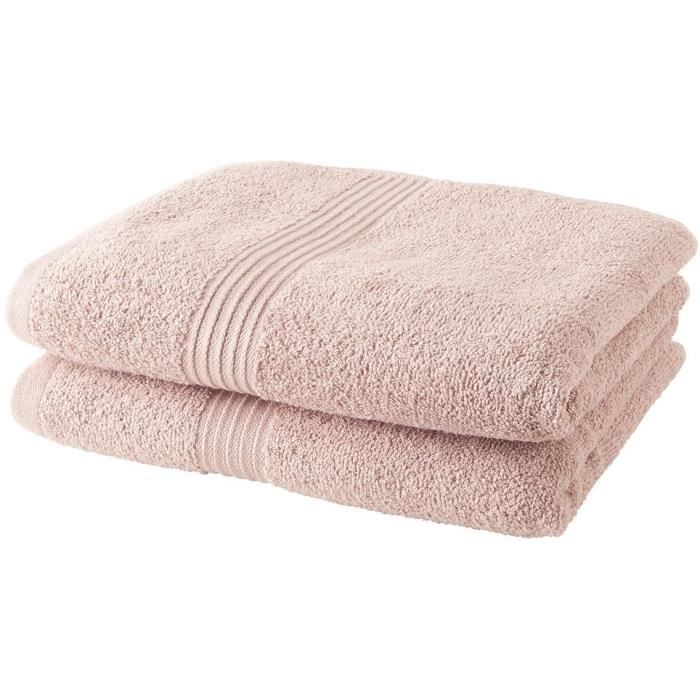 TODAY Essential - Lot de 2 Serviettes de Toilette - 50 x 90 cm - 100 % Coton - Rose Des Sables
