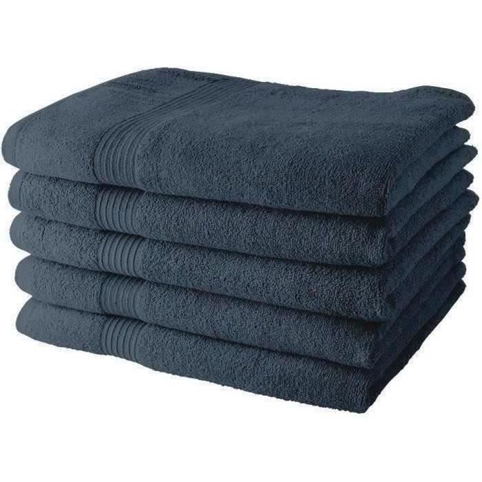 Lot de 5 Draps de Bain TODAY 70x130 cm 100% Coton - Denim