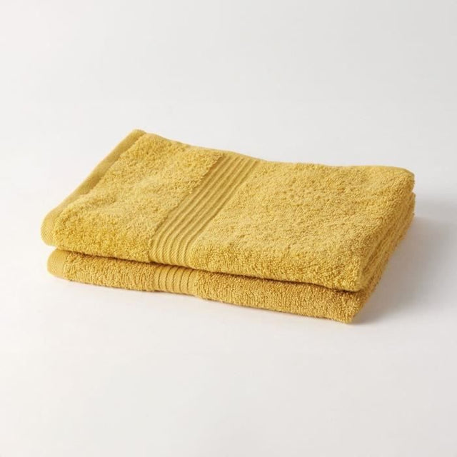 TODAY Essential - Lot de 2 Serviettes de Toilette - 50 x 90 cm - 100 % Coton - Ocre