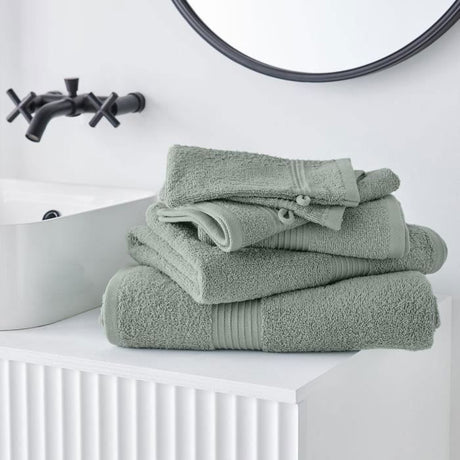Lot de 10 Serviettes de Toilette - TODAY - 50 x 90 cm - 100 % Coton - Celadon