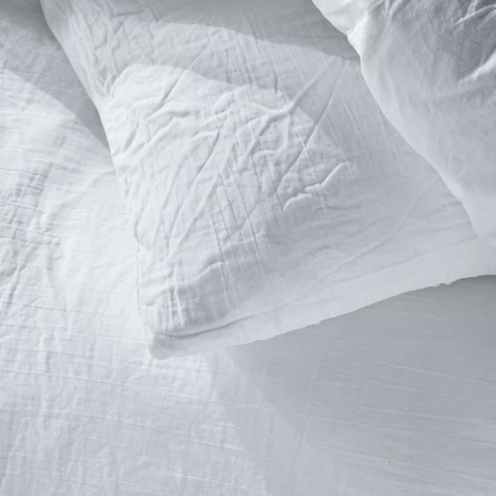 Parure de lit - TODAY - 123318 - 1 personne - 140x200 cm - Gaze de coton unie - Craie