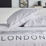 Parure de lit - TODAY - JAVA - 2 personnes - 240x220 cm - Coton - Imprimé London - Blanc