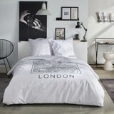 Parure de lit - TODAY - JAVA - 2 personnes - 240x220 cm - Coton - Imprimé London - Blanc