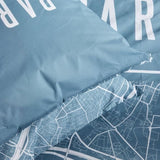 Parure de lit - TODAY - JAVA - 2 personnes - 240x220 cm - Coton - Imprimé Paris - Bleu