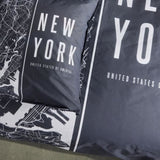 Parure de lit - TODAY - JAVA - 2 personnes - 240x220 cm - Coton - Imprimé New York - Noir