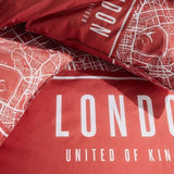 Parure de lit - TODAY - JAVA - 2 personnes - 240x220 cm - Coton - Imprimé London - Rouge