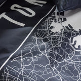 Parure de lit - TODAY - JAVA - 2 personnes - 240x220 cm - Coton - Imprimé Tokyo - Bleu foncé