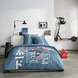 Parure de lit - TODAY - JAVA - 2 personnes - 240x220 cm - Coton - Imprimé Japan - Bleu