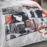 Parure de lit - TODAY - JAVA - 2 personnes - 240x220 cm - Coton - Imprimé Manga - Blanc