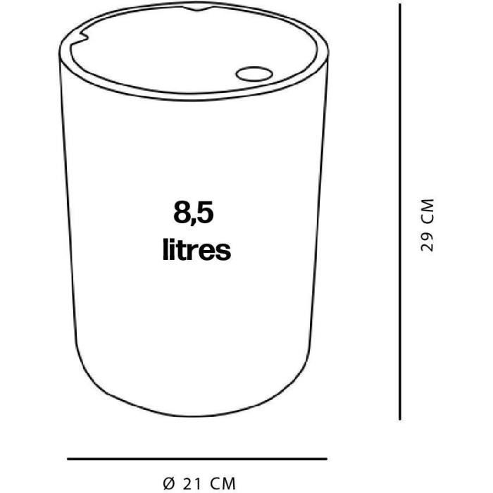 Poubelle de SDB - TODAY - UTILITY - 8,5 L - Ø 21 x x H 29 cm - Polypropylene - Black