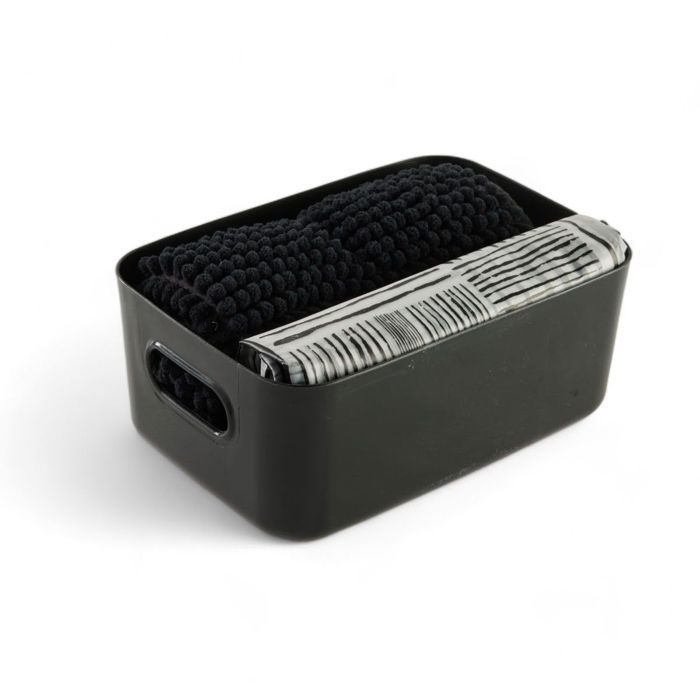 Set de douche - TODAY - UTILITY - Panier, tapis, rideau - Black