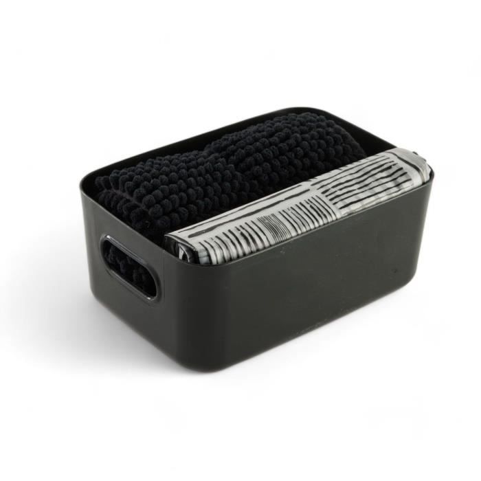 Set de douche - TODAY - UTILITY - Panier, tapis, rideau - Black