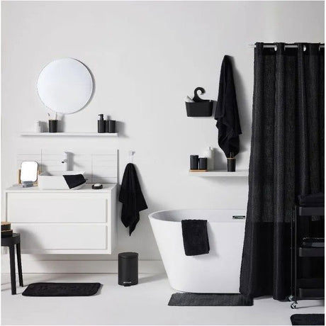 Set de douche - TODAY - UTILITY - Panier, tapis, rideau - Black