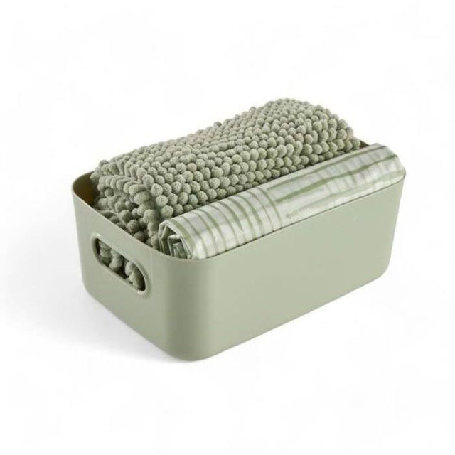 Set de douche - TODAY - UTILITY - Panier, tapis, rideau - Green