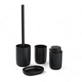 Ensemble de 4 accessoires de SDB - TODAY - UTILITY - Gobelet, distributeur savon, brosse WC - Black