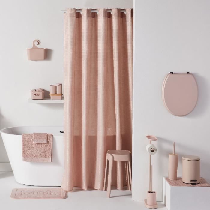 Set de 5 acc SDB - TODAY - UTILITY - Distr de savon, porte-brosse a dents, porte savon, brosse WC, poubelle - Pink