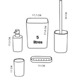 Set de 5 acc SDB - TODAY - UTILITY - Distr de savon, porte-brosse a dents, porte savon, brosse WC, poubelle - Black