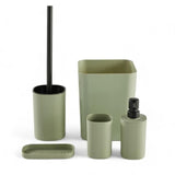Set de 5 acc SDB - TODAY - UTILITY - Distr de savon, porte-brosse a dents, porte savon, brosse WC, poubelle - Green