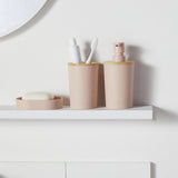 Lot de 6 acc SDB - TODAY - UTILITY - Dist savon, gobelet, porte-brosse a dents, porte savon, brosse WC, poubelle - Pink