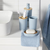 Lot de 6 acc SDB - TODAY - UTILITY - Dist savon, gobelet, porte-brosse a dents, porte savon, brosse WC, poubelle - Blue