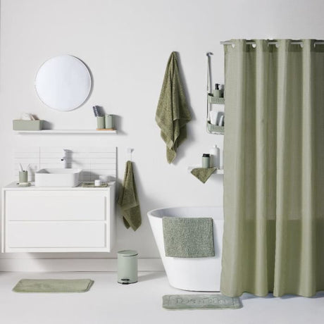 Lot de 6 acc SDB - TODAY - UTILITY - Dist savon, gobelet, porte-brosse a dents, porte savon, brosse WC, poubelle - Green