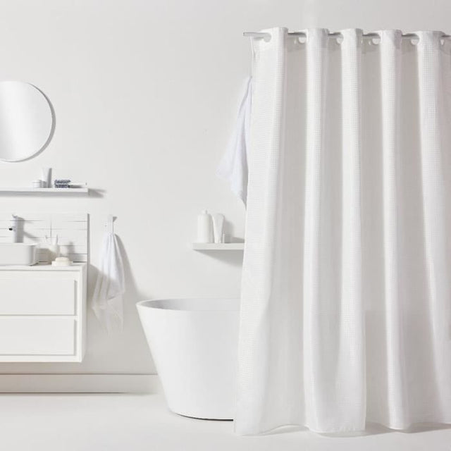 Rideau de douche gauffré - White - Polyester - 180 x 200 cm - 12 crochets - UTILITY - TODAY