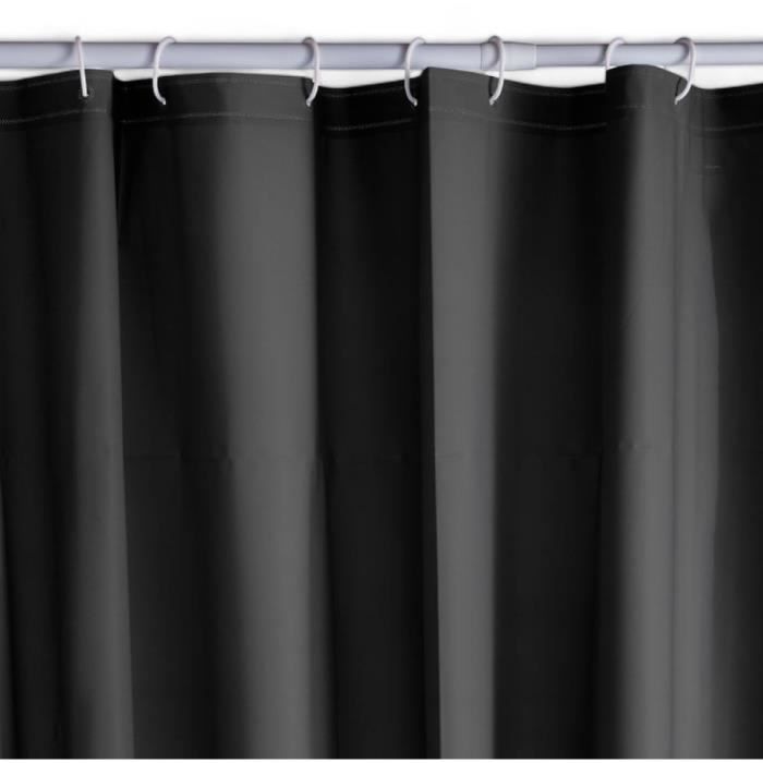 Rideau de douche gauffré - Black - PEVA - 180 x 200 cm - 12 crochets - UTILITY - TODAY