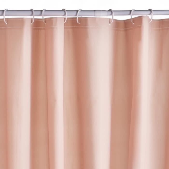 Rideau de douche gauffré - Pink - PEVA - 180 x 200 cm - 12 crochets - UTILITY - TODAY