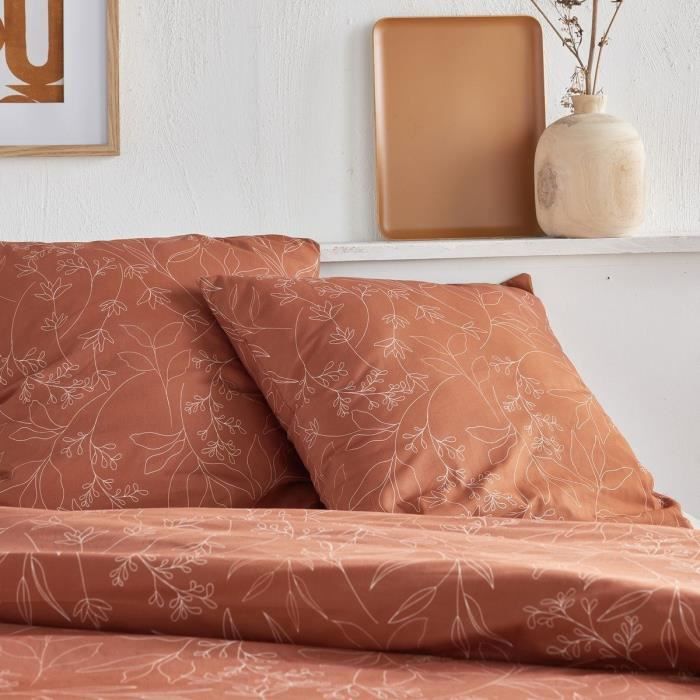 Parure de lit - TODAY Crazy - Imprimé Floral - 2 personnes - 220 x 240 cm - Orange
