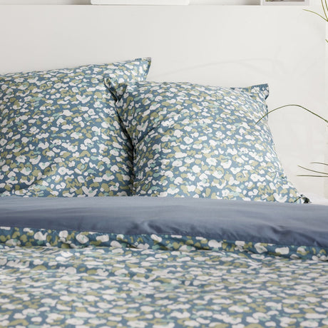 Parure de lit - TODAY - Sunshine - 2 personnes - 220 x 240 cm - Coton imprimé floral bleu