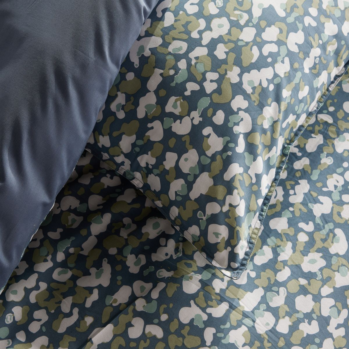 Parure de lit - TODAY - Sunshine - 2 personnes - 220 x 240 cm - Coton imprimé floral bleu
