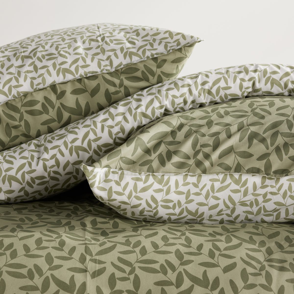 Parure de lit - TODAY - Sunshine - 2 personnes - 220 x 240 cm - Coton imprimé floral vert