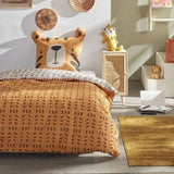 Ensemble parure de lit enfant + coffre de rangement pouf pliable - TODAY - JUNGLE - 140 x 200 cm - Coton