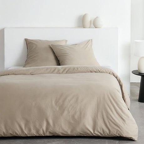 Parure de lit - TODAY - Essential - 2 personnes - 220 x 240 cm - Effet crépon beige