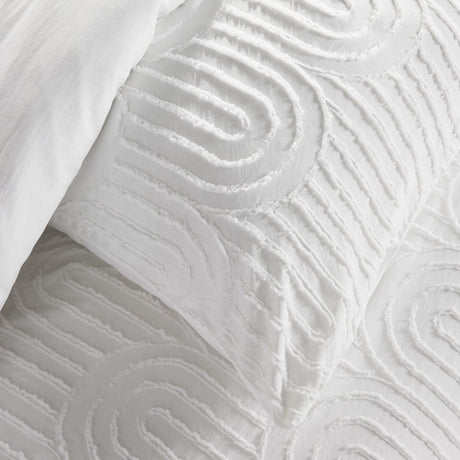 Parure de lit - TODAY - Essential - 2 personnes - 220 x 240 cm - Effet tufté graphique blanc