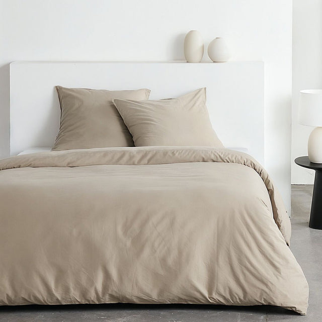 Parure de lit - TODAY - Essential - 2 personnes - 220 x 240 cm - Effet lavé beige