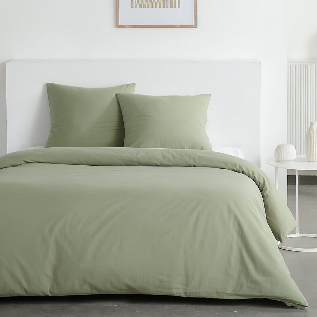 Parure de lit - TODAY - Essential - 2 personnes - 220 x 240 cm - Effet lavé sauge