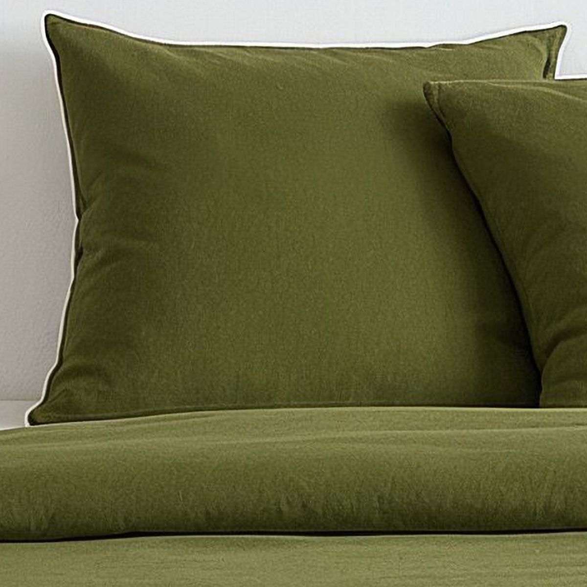 Parure de lit - TODAY - Essential - 2 personnes - 220 x 240 cm - Effet lavé vert