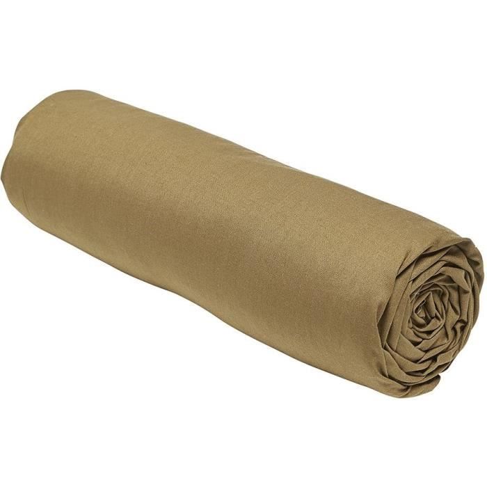 Drap housse - TODAY - 180 x 200 cm + 30 cm - Coton - Organic Bronze