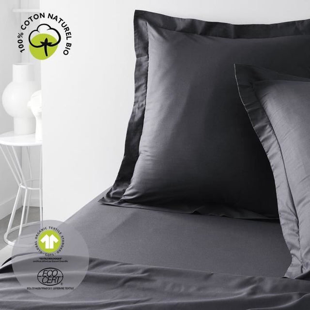 Taie d'oreiller - TODAY - 63 x 63 cm - Coton bio - Certifié oeko-Tex - Volant 5 cm
