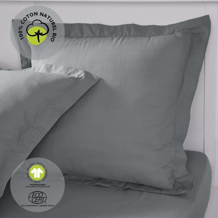 Taie d'oreiller - TODAY - 63 x 63 cm - Coton bio - Certifié GOTS - oeko-Tex